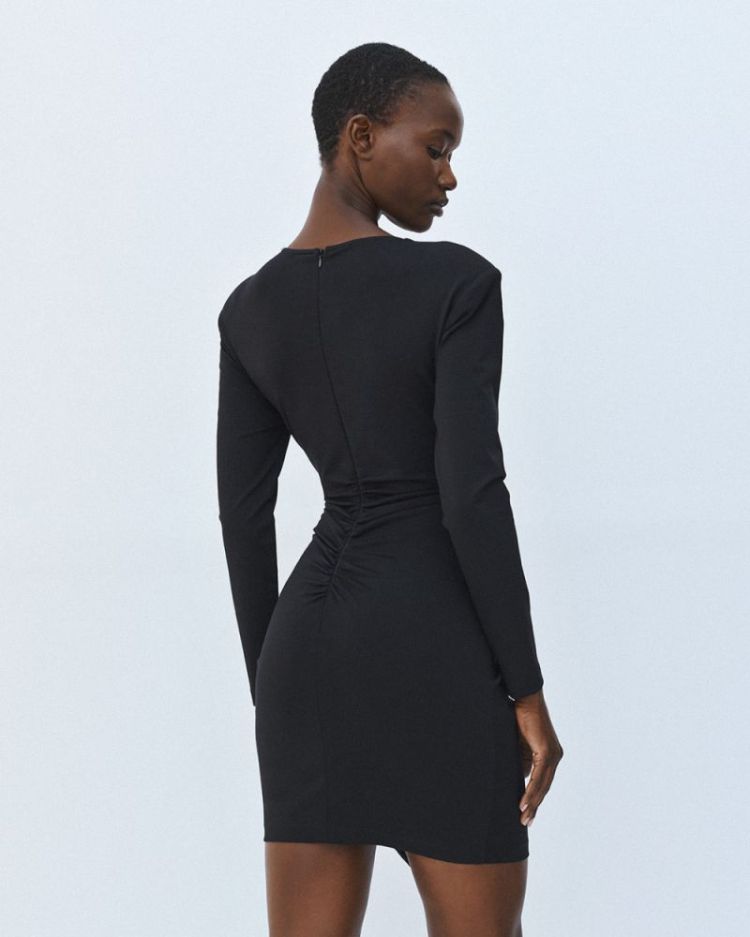 V NECK DRESS BLACK