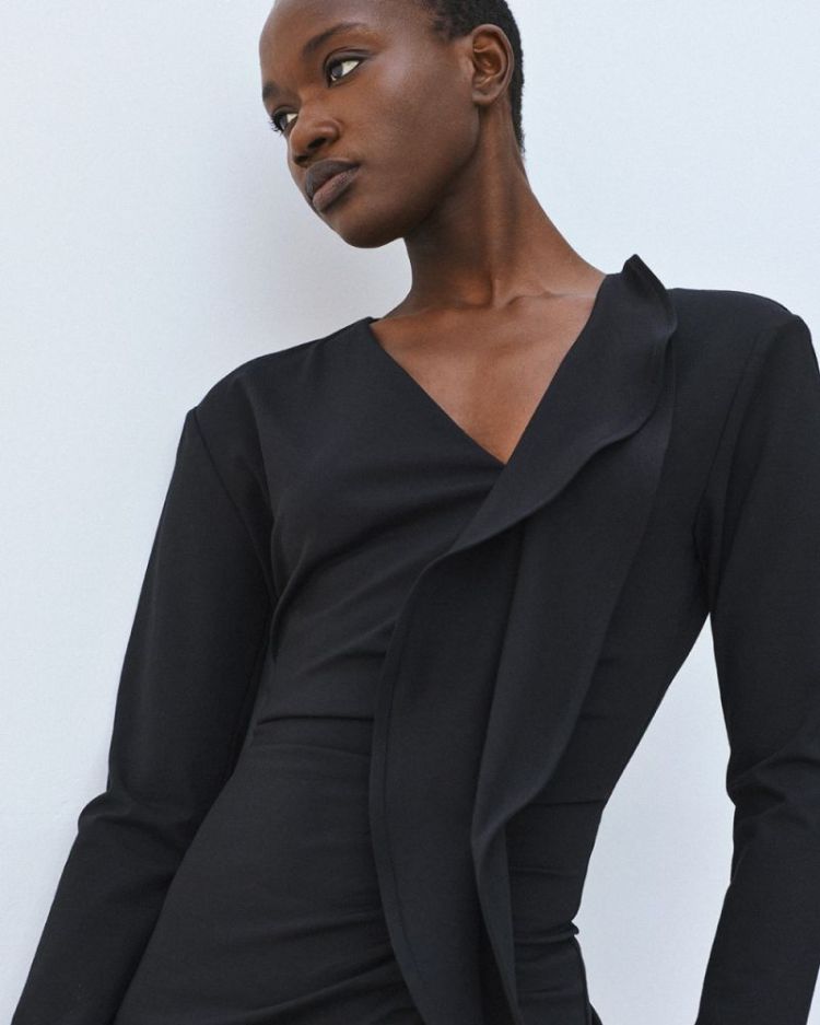 V NECK DRESS BLACK