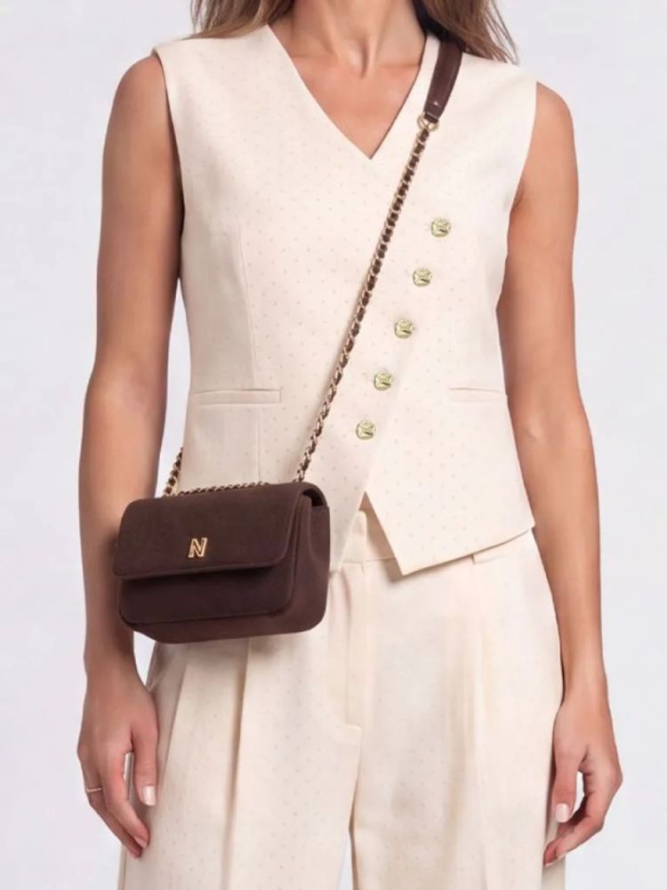 ANN WOOL SHOULDERBAG BROWN