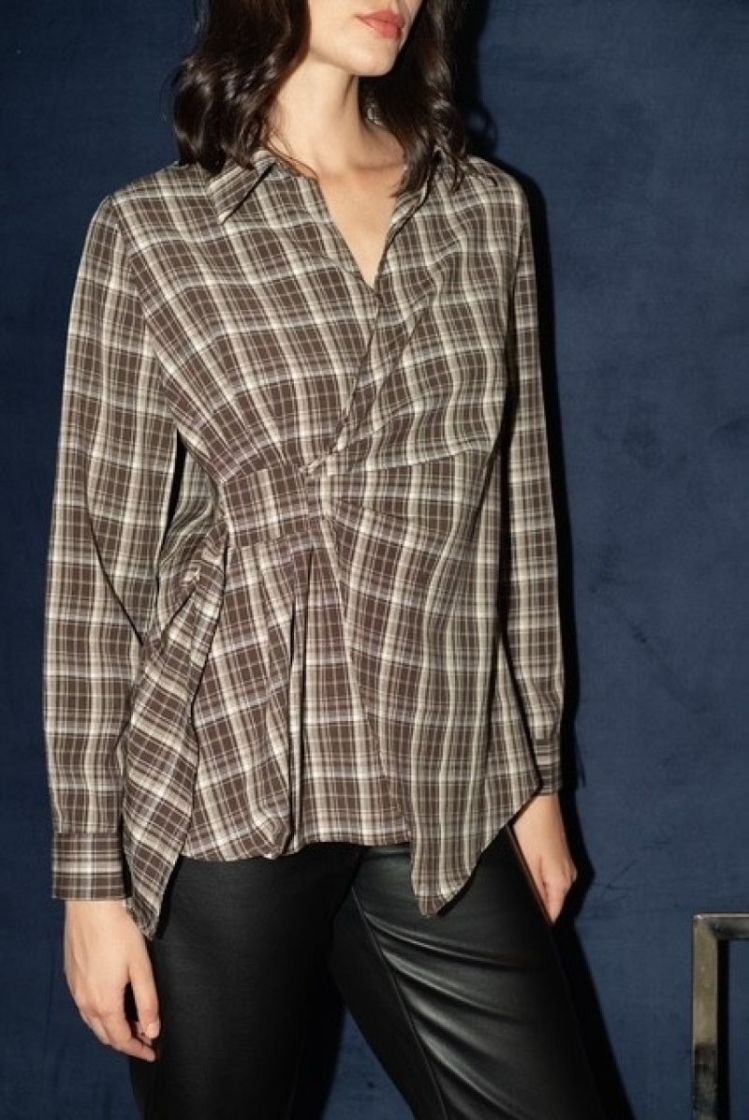 BLOUSE CARREAUX COFFEE