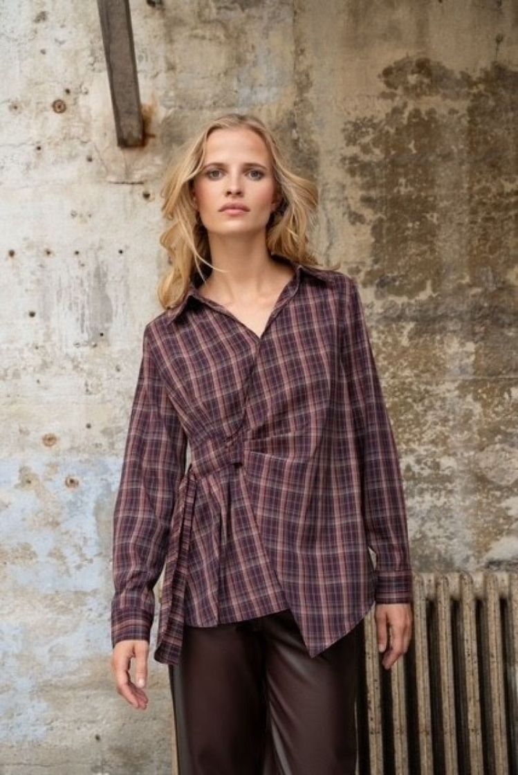 BLOUSE CARREAUX AUBERGINE