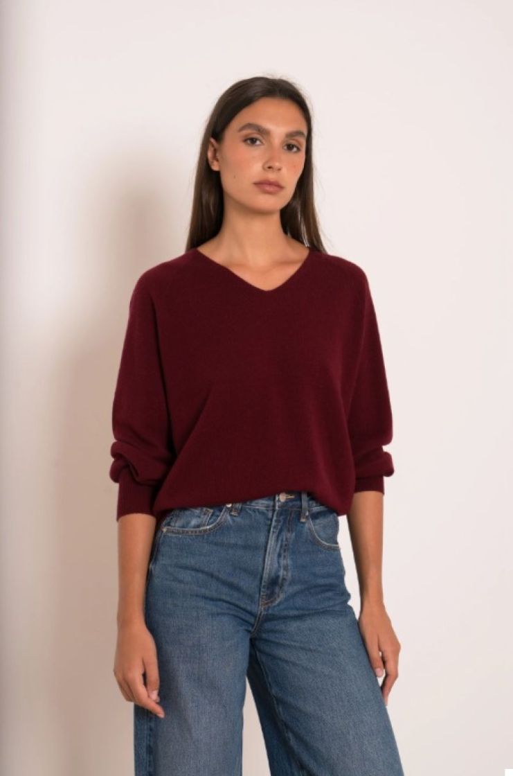 PULL V-NECK  BORDEAUX