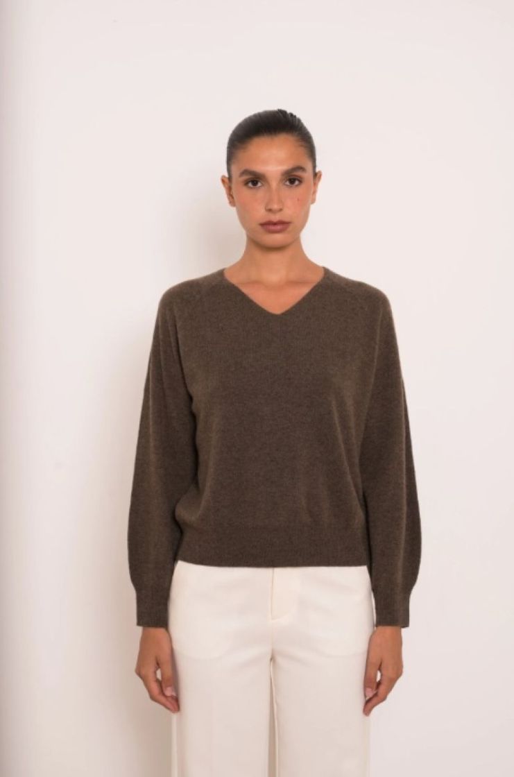 PULL V-NECK  BROWN