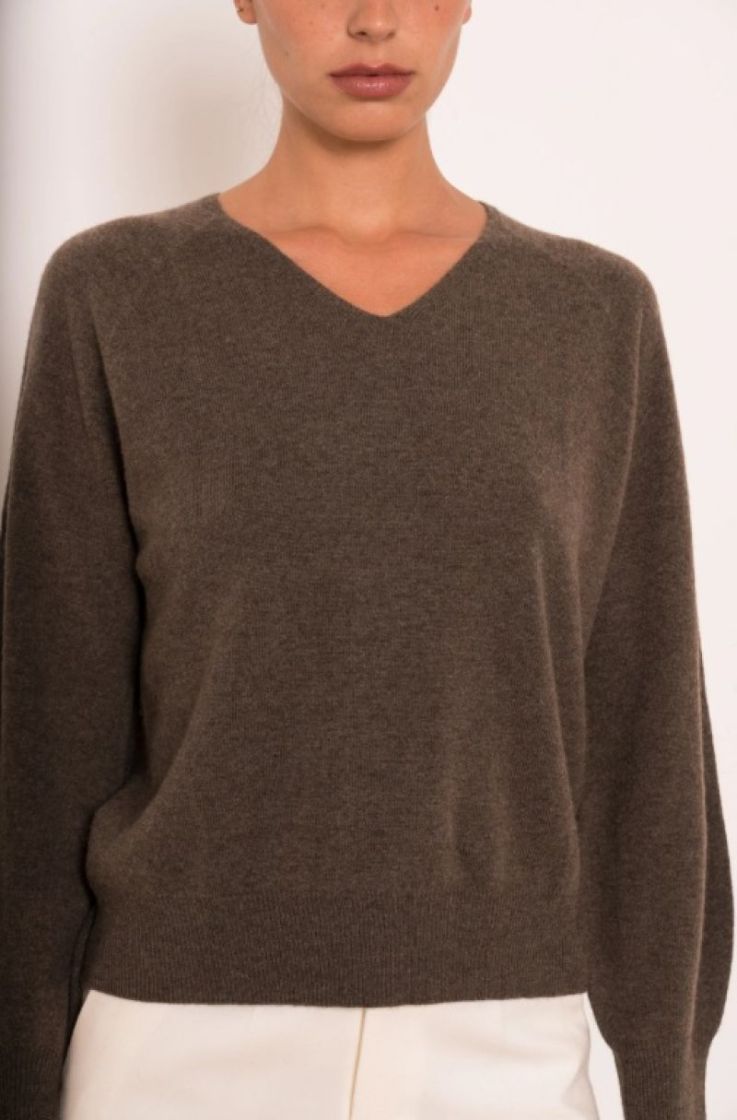 PULL V-NECK  BROWN