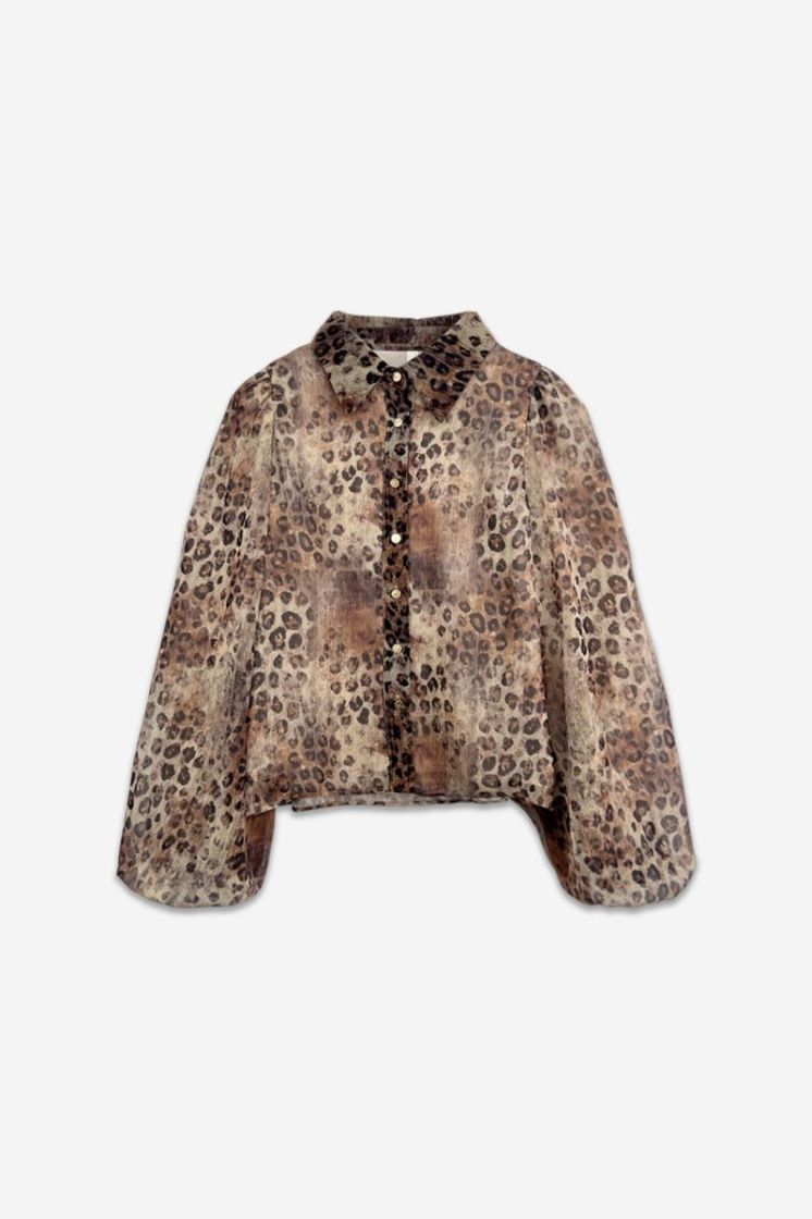 BLOUSE BALLON SLEEVE LEOPARD